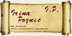 Irina Poznić vizit kartica